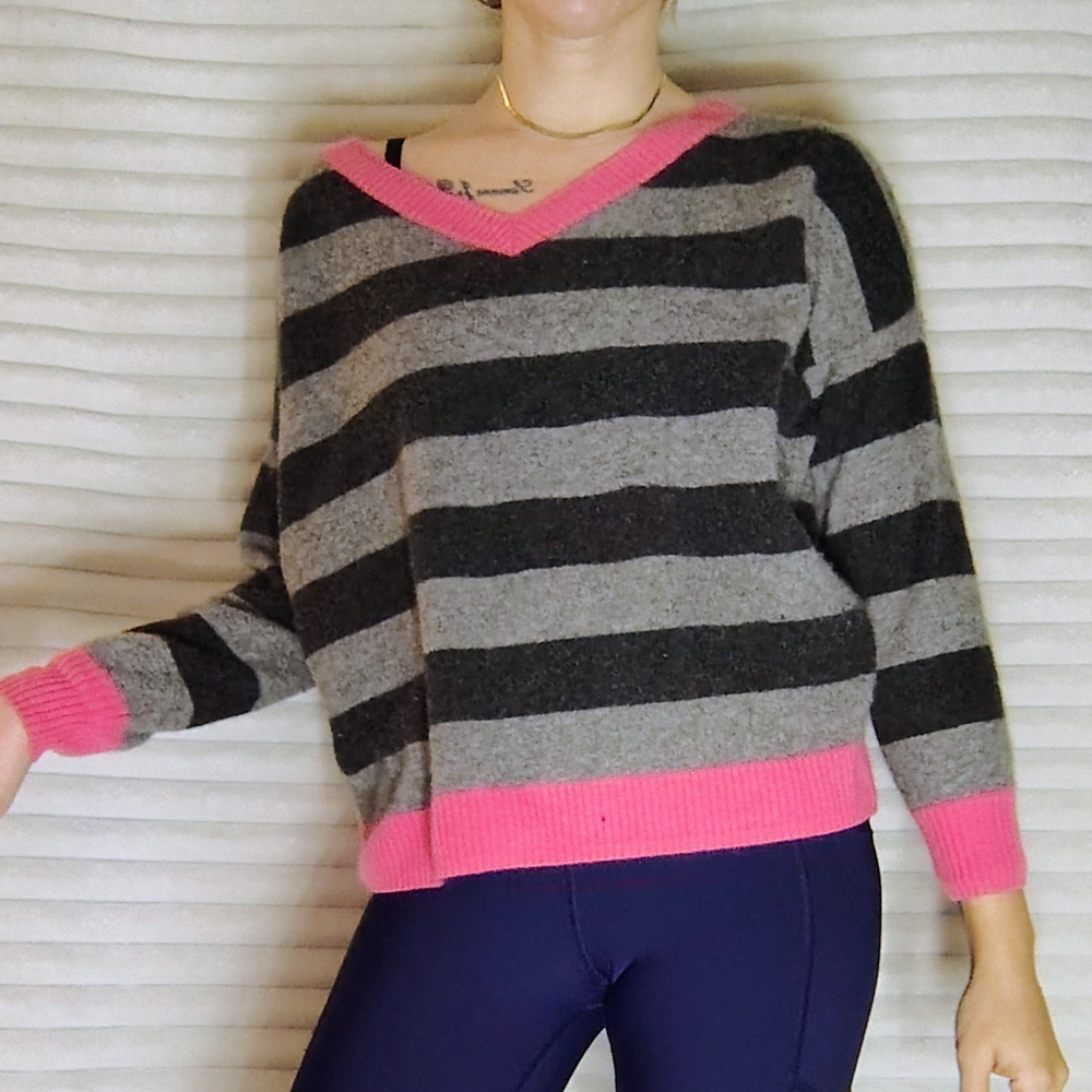 Victoria's Secret V-Neck Sweater - Black and Pink
